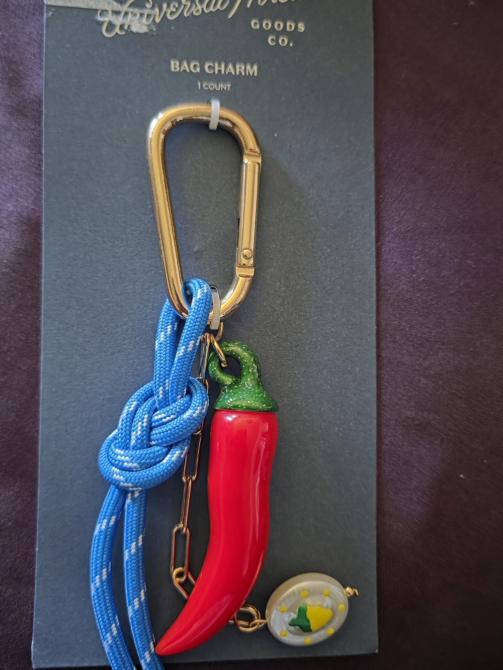 Universal Thread Red Chili Pepper Key & Card Holder with Blue Cord